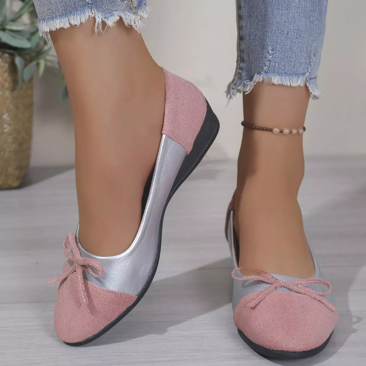 Bow Accent Two-Tone Slip-Ons