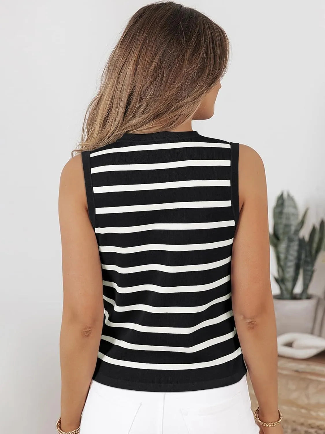 Striped Button-Front Sweater Vest