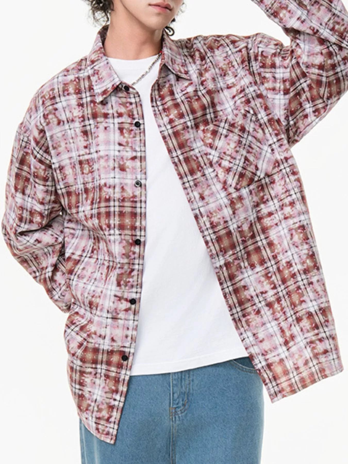 Men's Plus Size Plaid Button Up Long Sleeve Shirt