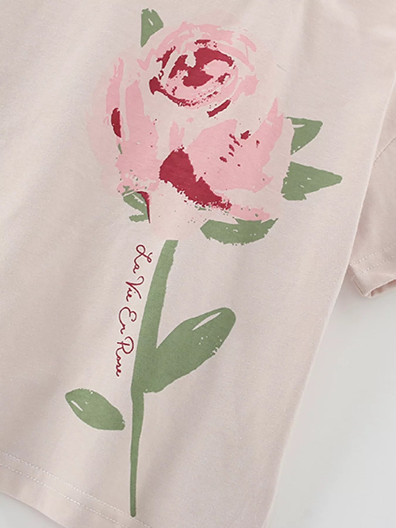 Children's Flower Round Neck Tee and Shorts Set