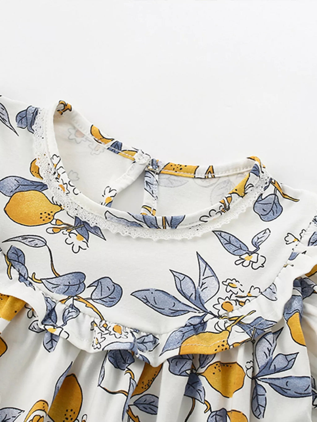 Children's Lemon Print Ruffle Trim Dress
