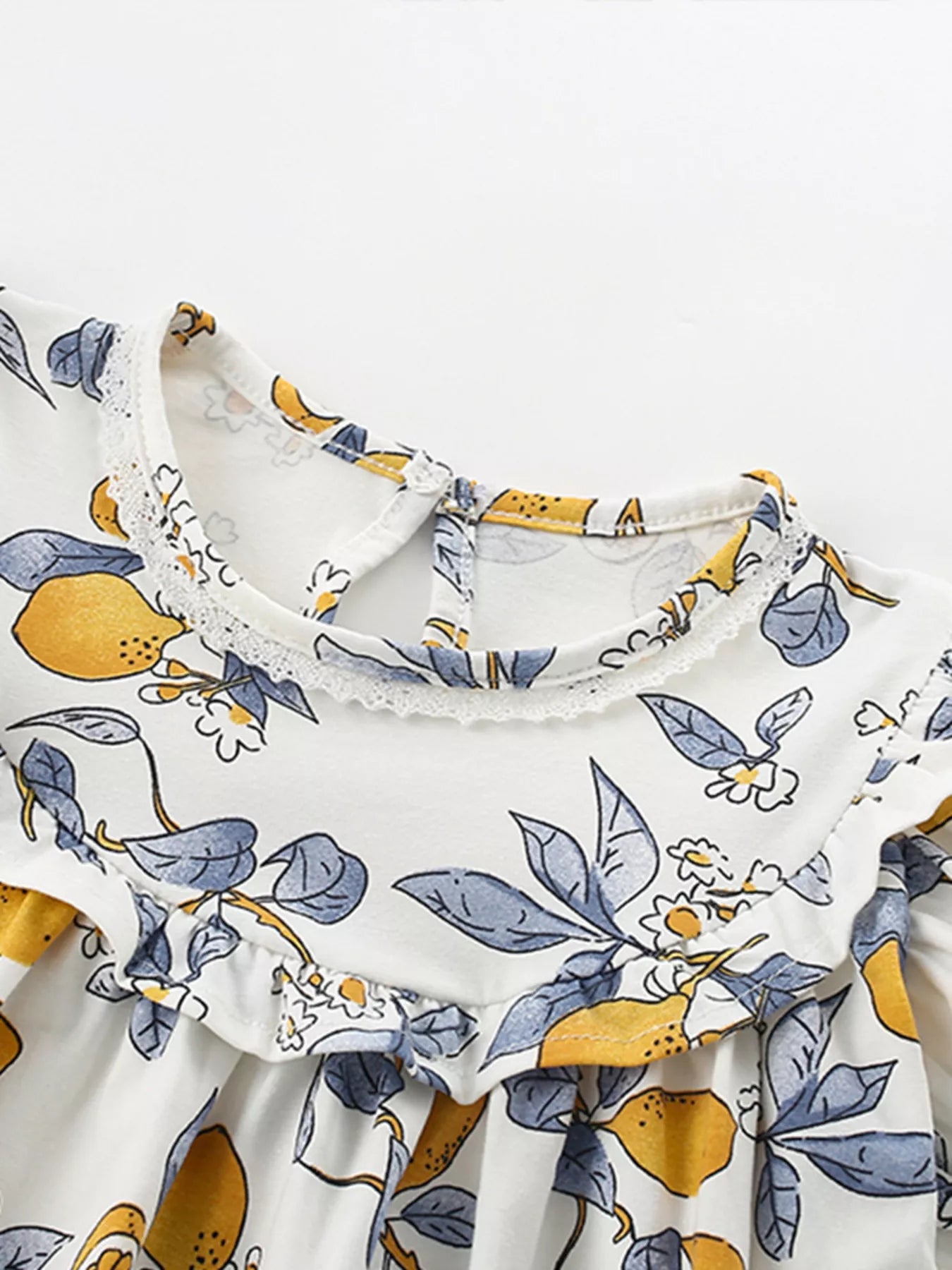 Children's Lemon Print Ruffle Trim Dress