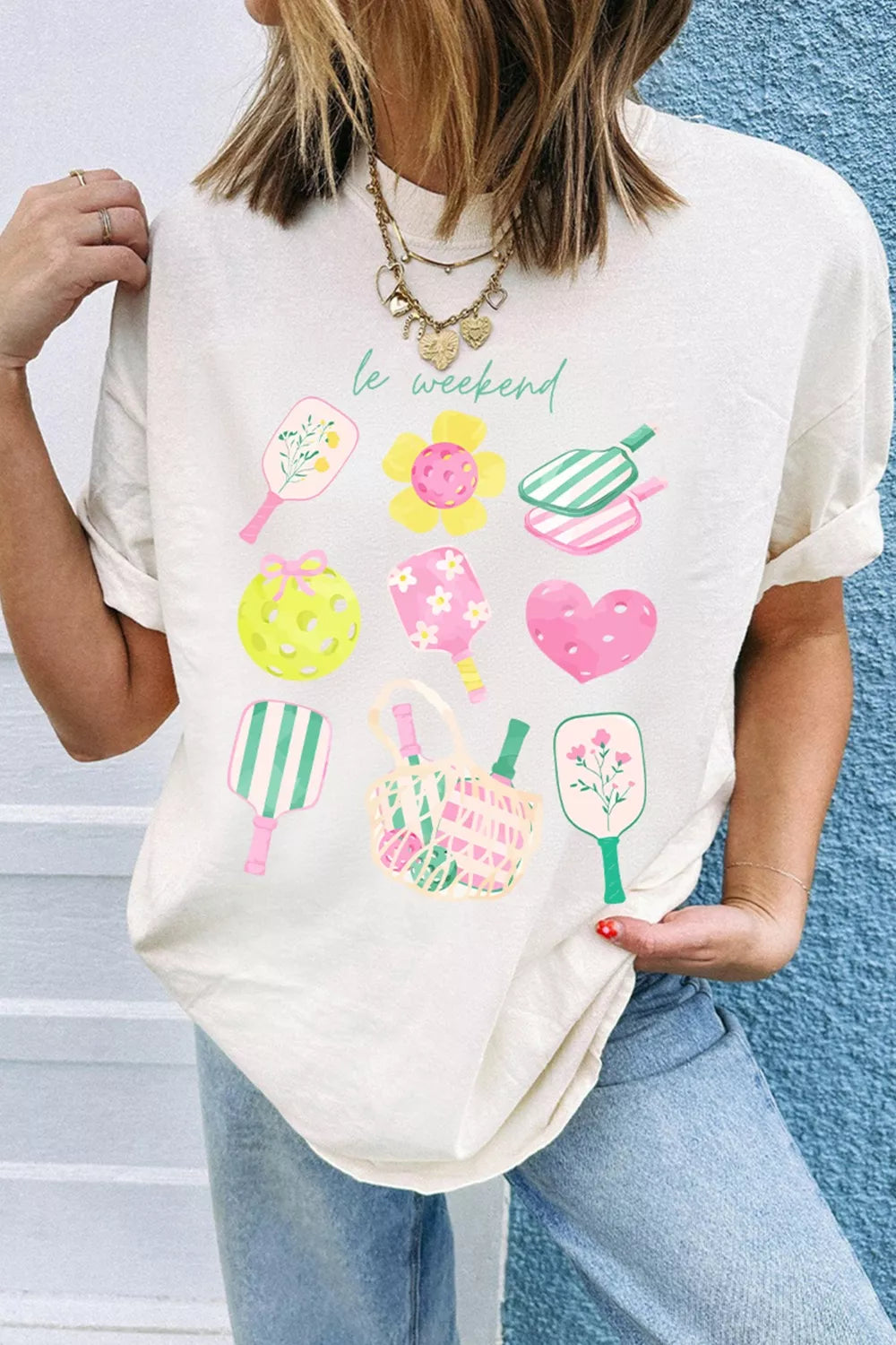 Graphic Round Neck Short Sleeve T-Shirt