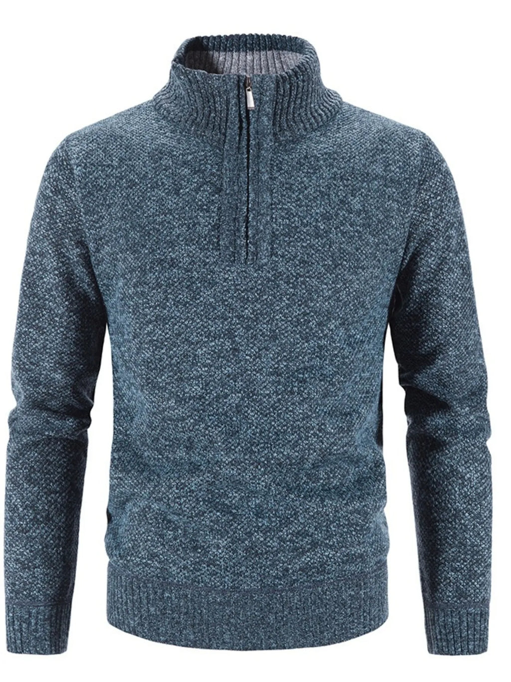 Men's Plus Size Quarter Zip Long Sleeve Sweater
