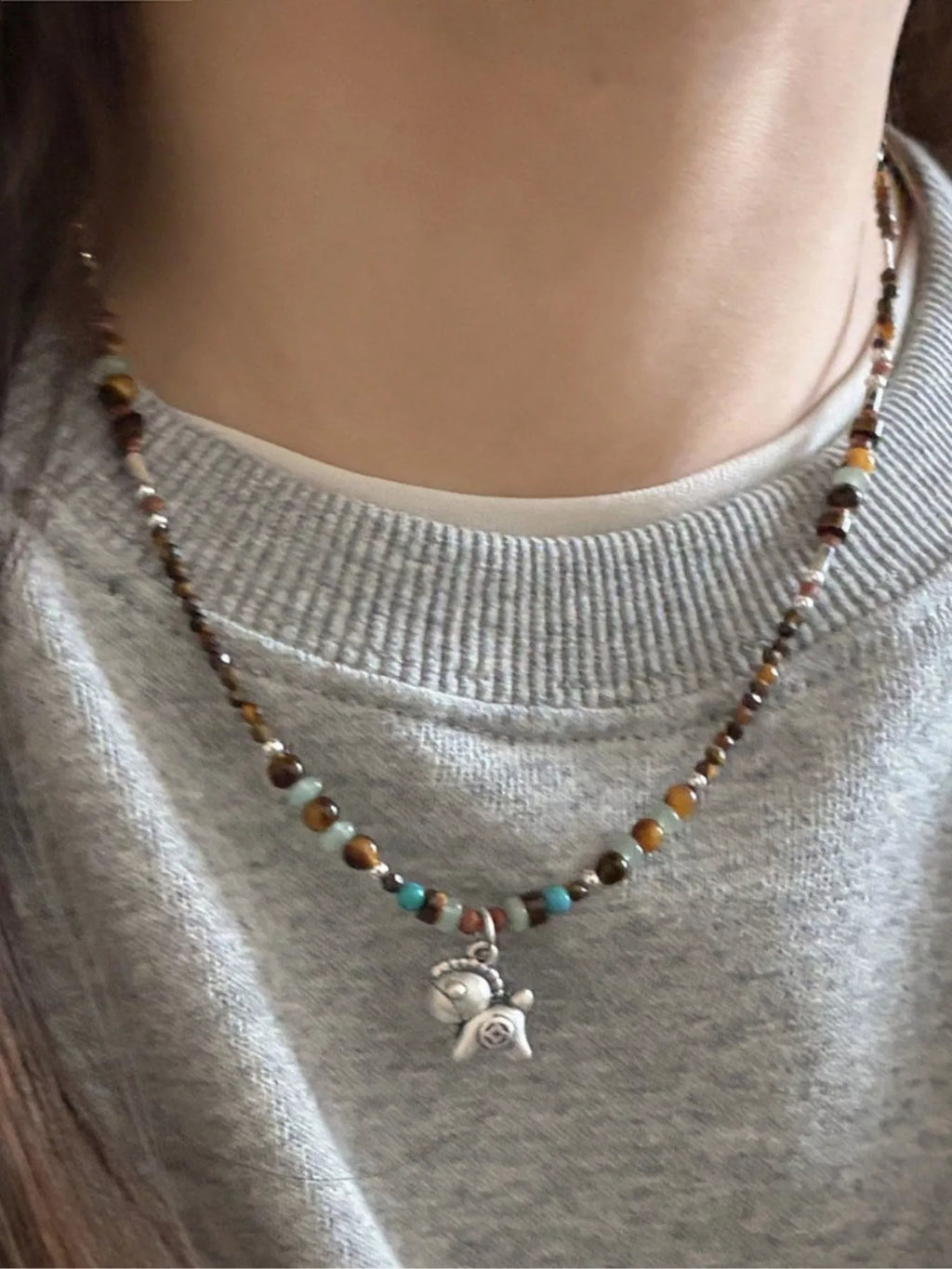 Beaded Horse Pendant Necklace