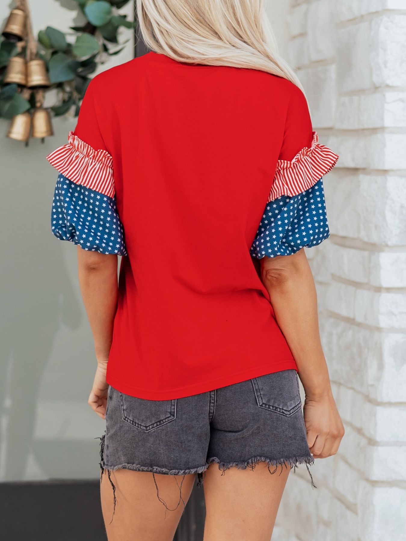 Patriotic Short Sleeve Round Neck Top