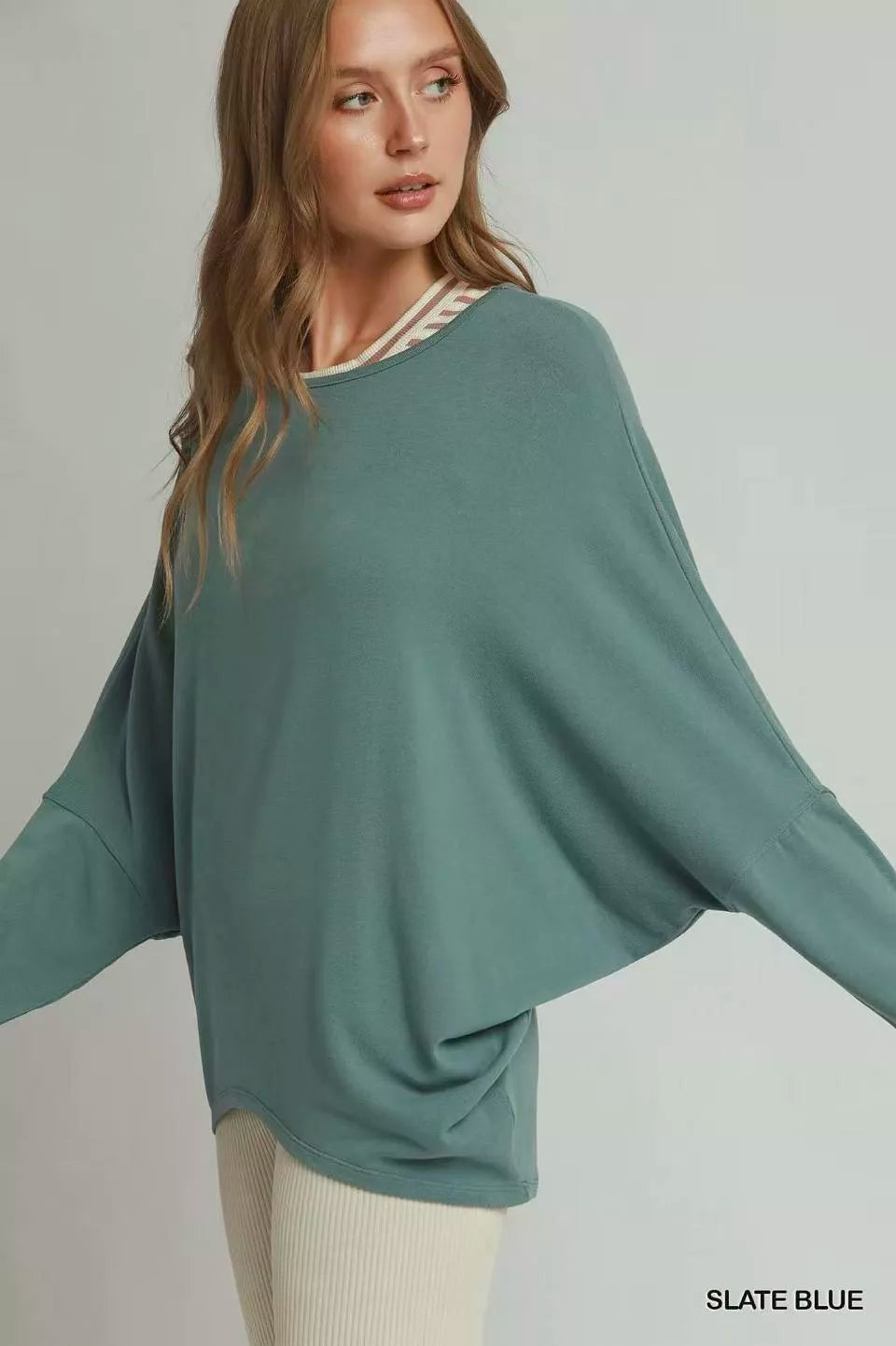 Umgee Batwing Round Neck Long Sleeve Top