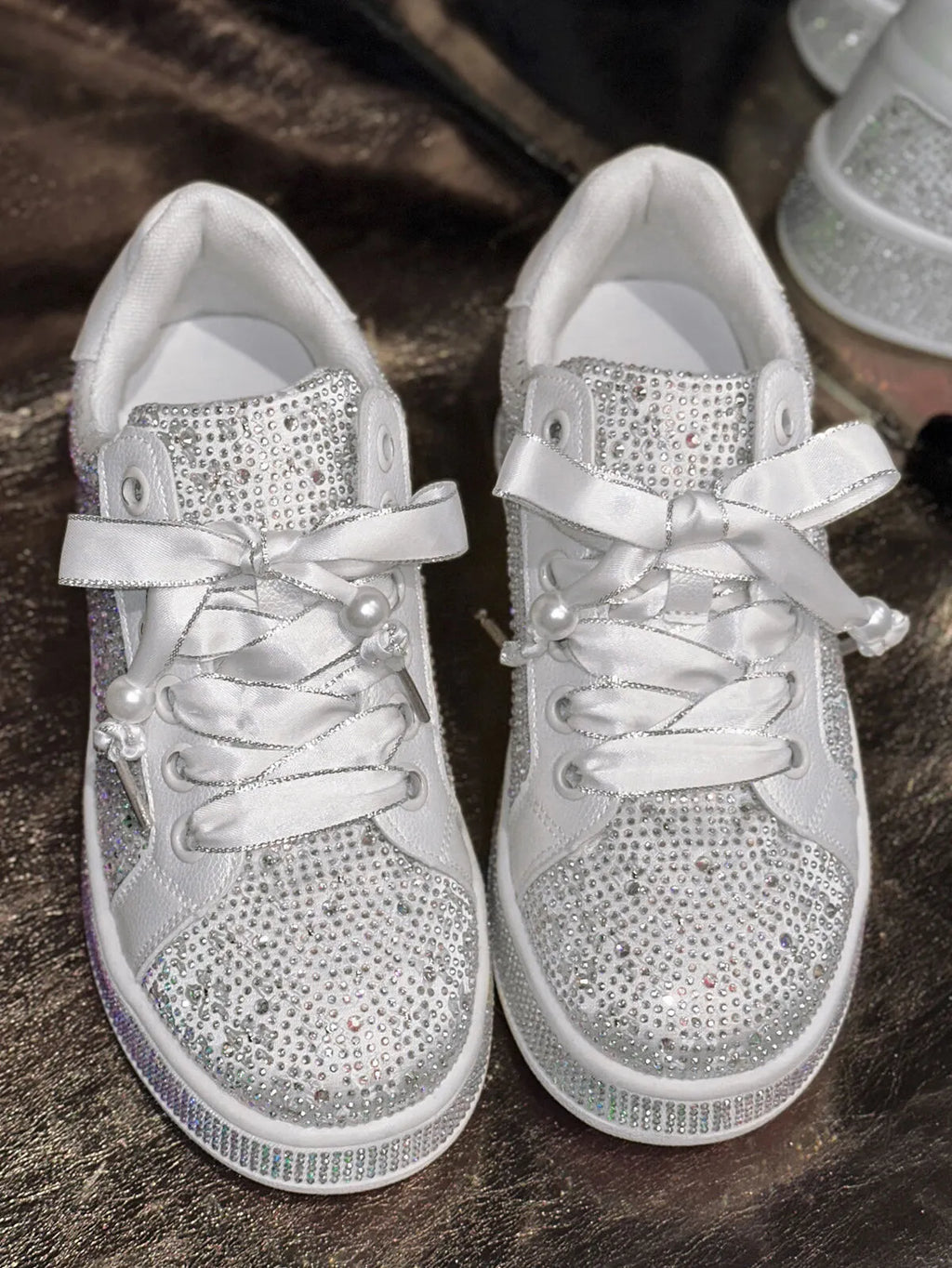 Round Toe Rhinestone Sneakers