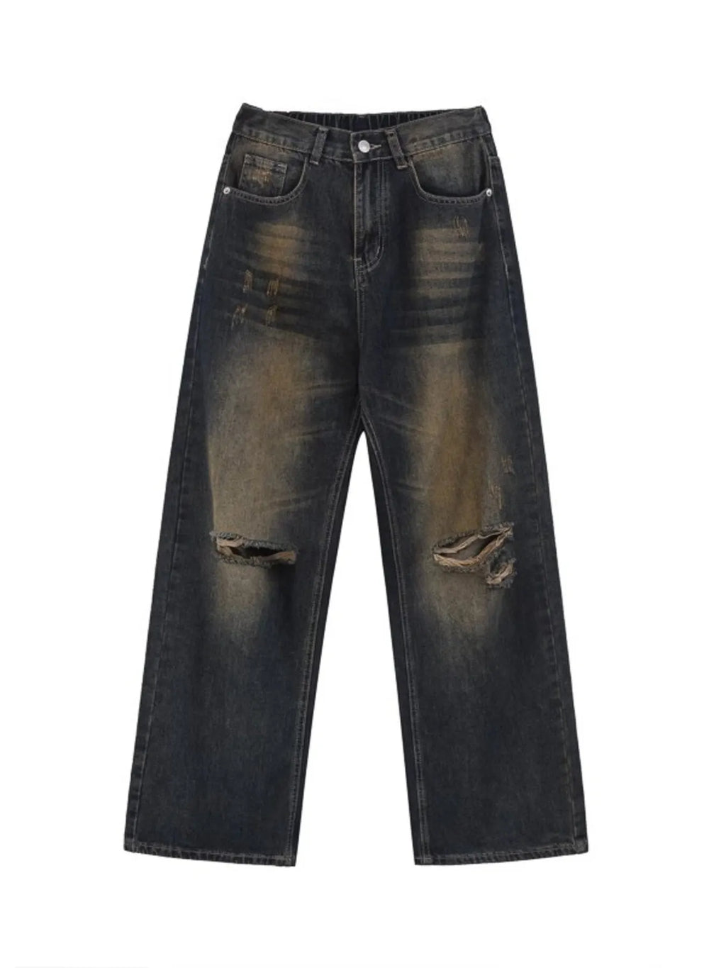 Men's Full Size Washed Distressed Wide Leg Jeans Plus Size