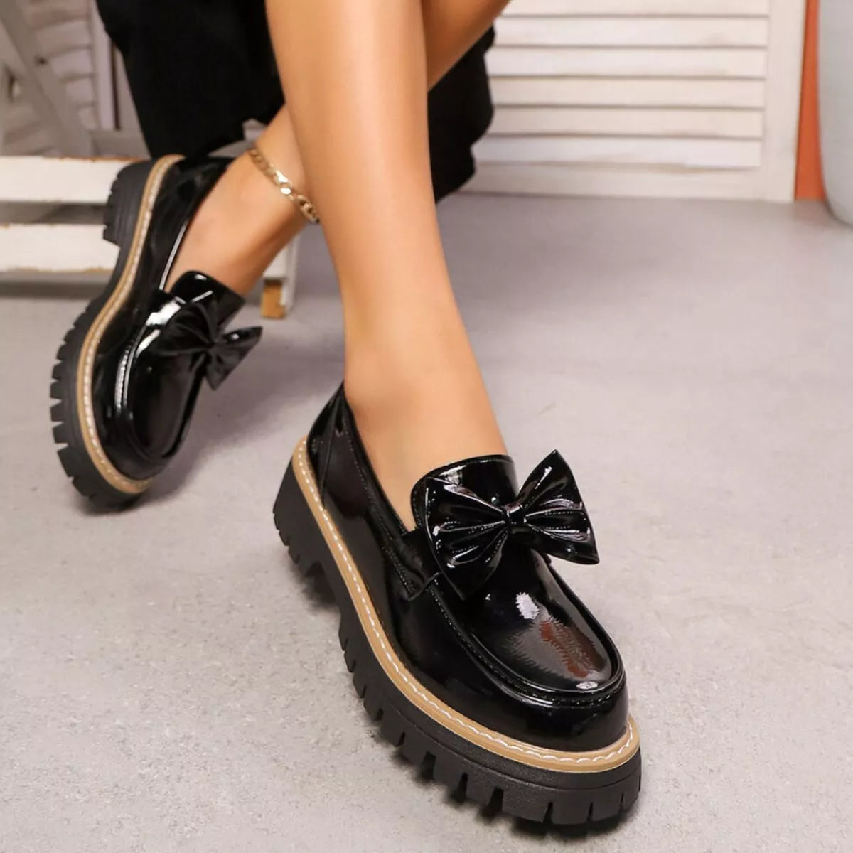 Bow Decor Chunky Loafers