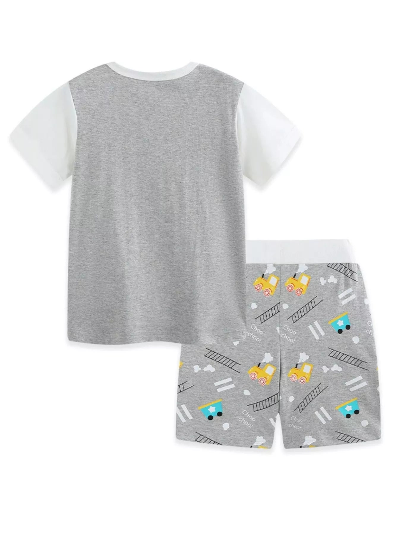 Children's Train Print Short Sleeve Tee and Shorts Set