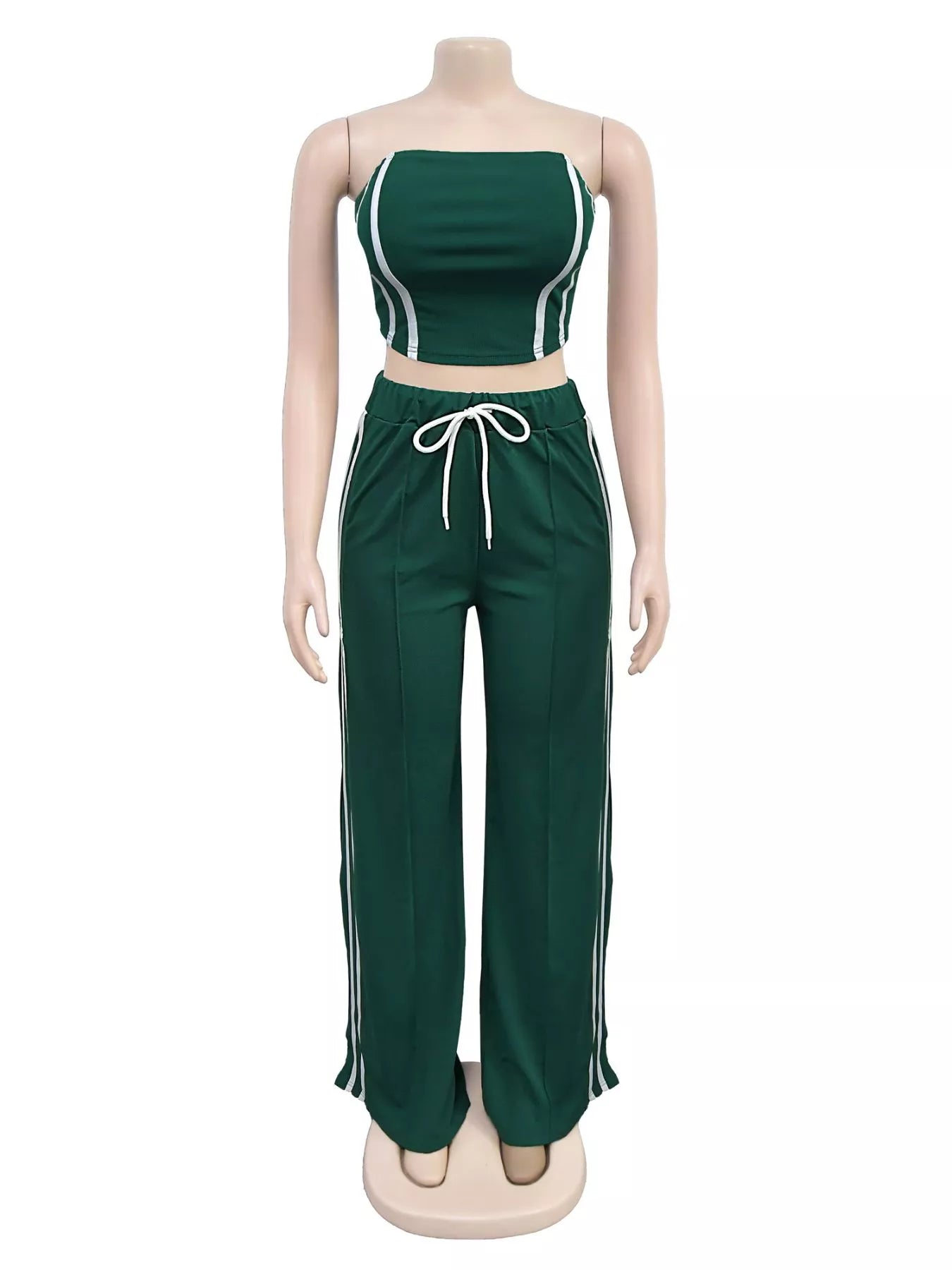 Sleeveless Tube Top and Wide Leg Pants Set