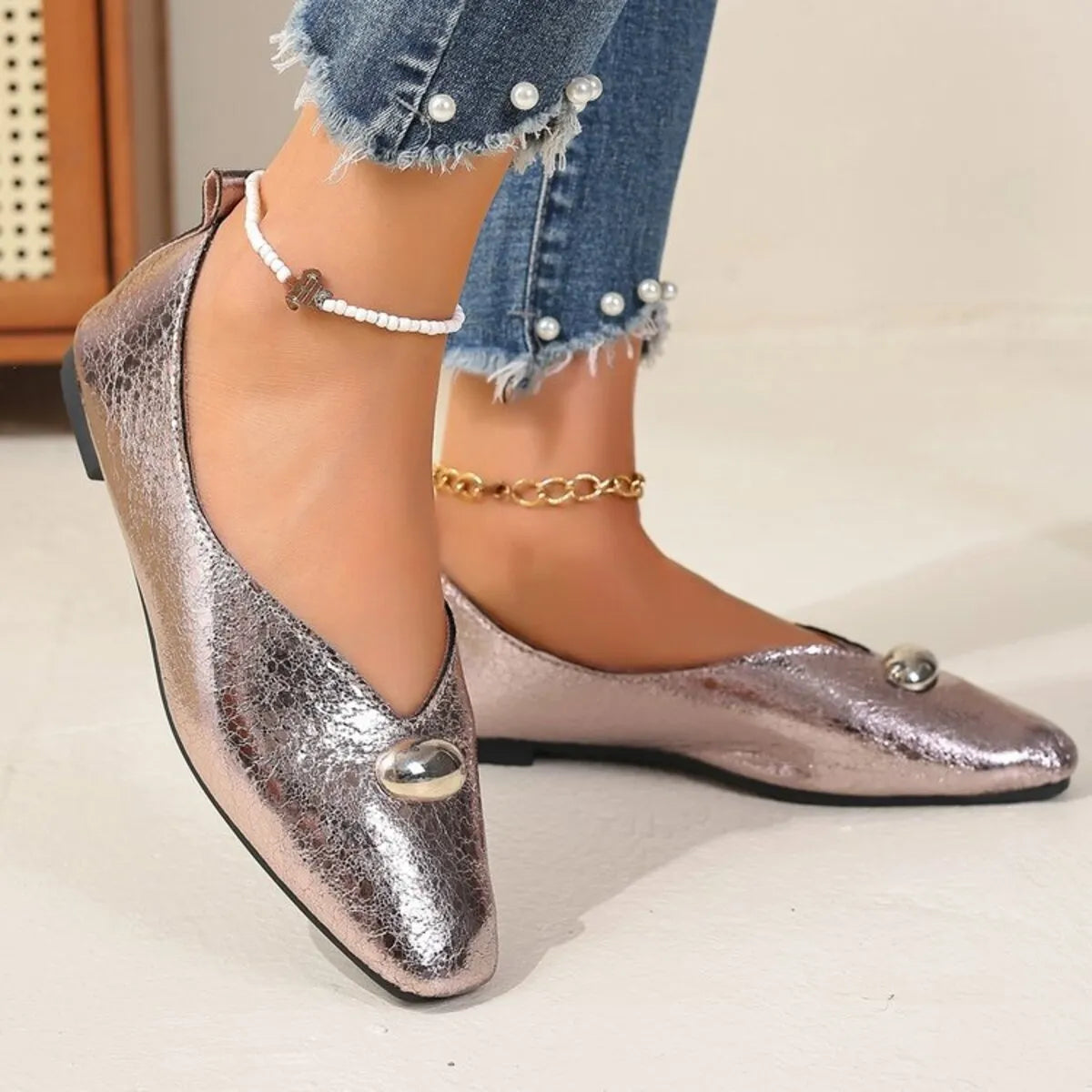 Square Toe Flats Slip-Ons