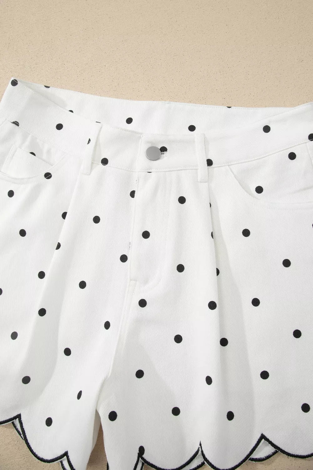 Polka Dot Scalloped Hem Shorts