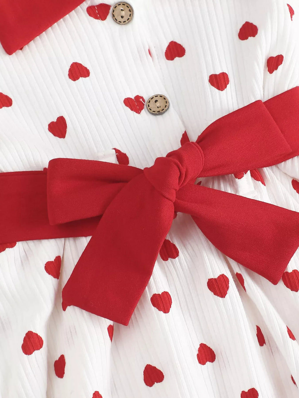 Children's Heart Print Tiered Dress and Belt Set