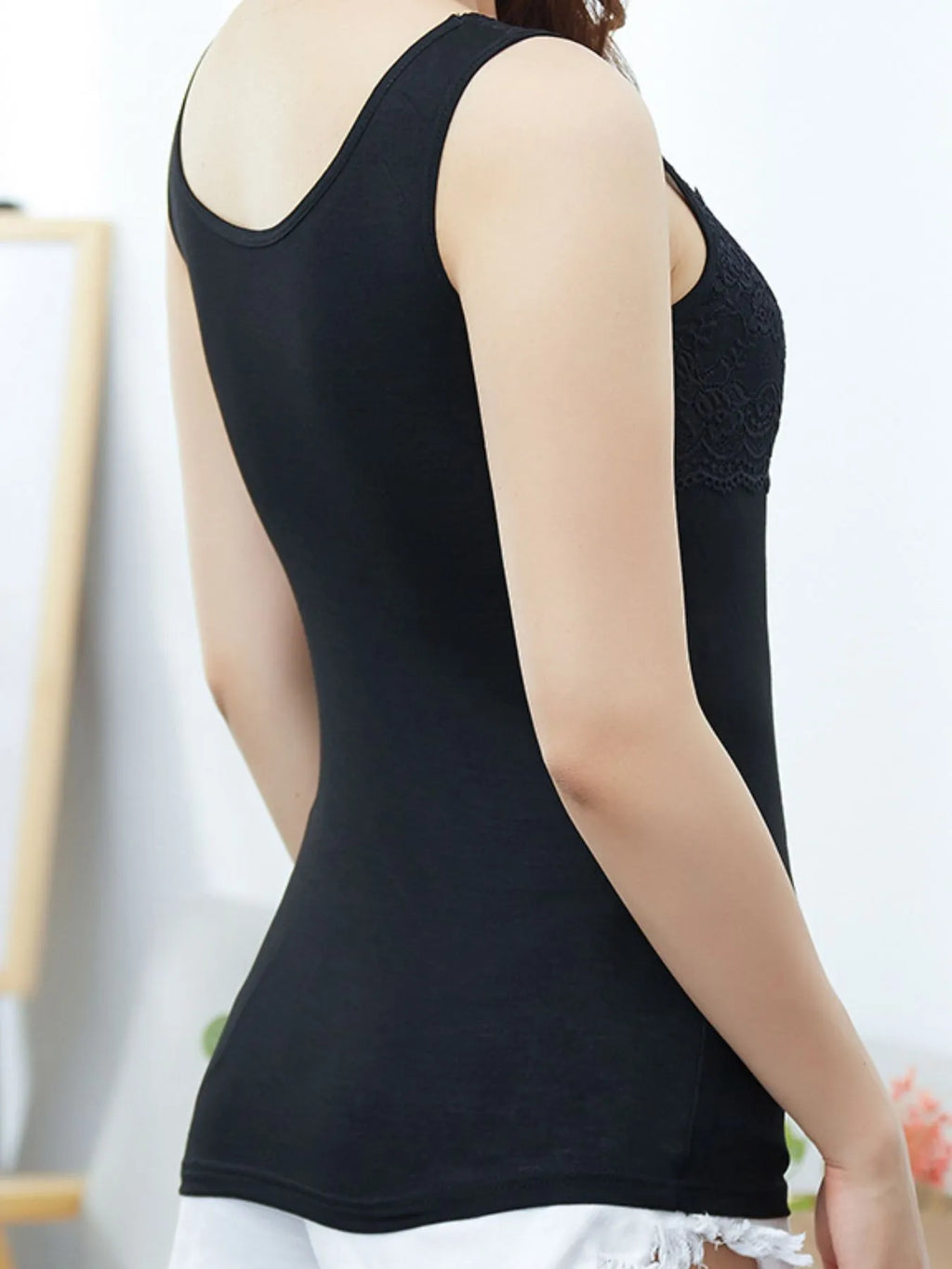 Lace Detail Square Neck Tank
