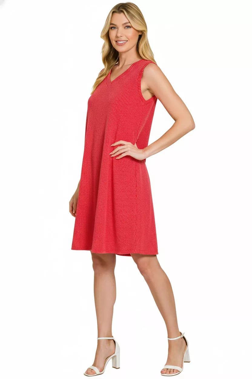 Zenana Raised Rib Sleeveless Mini Dress