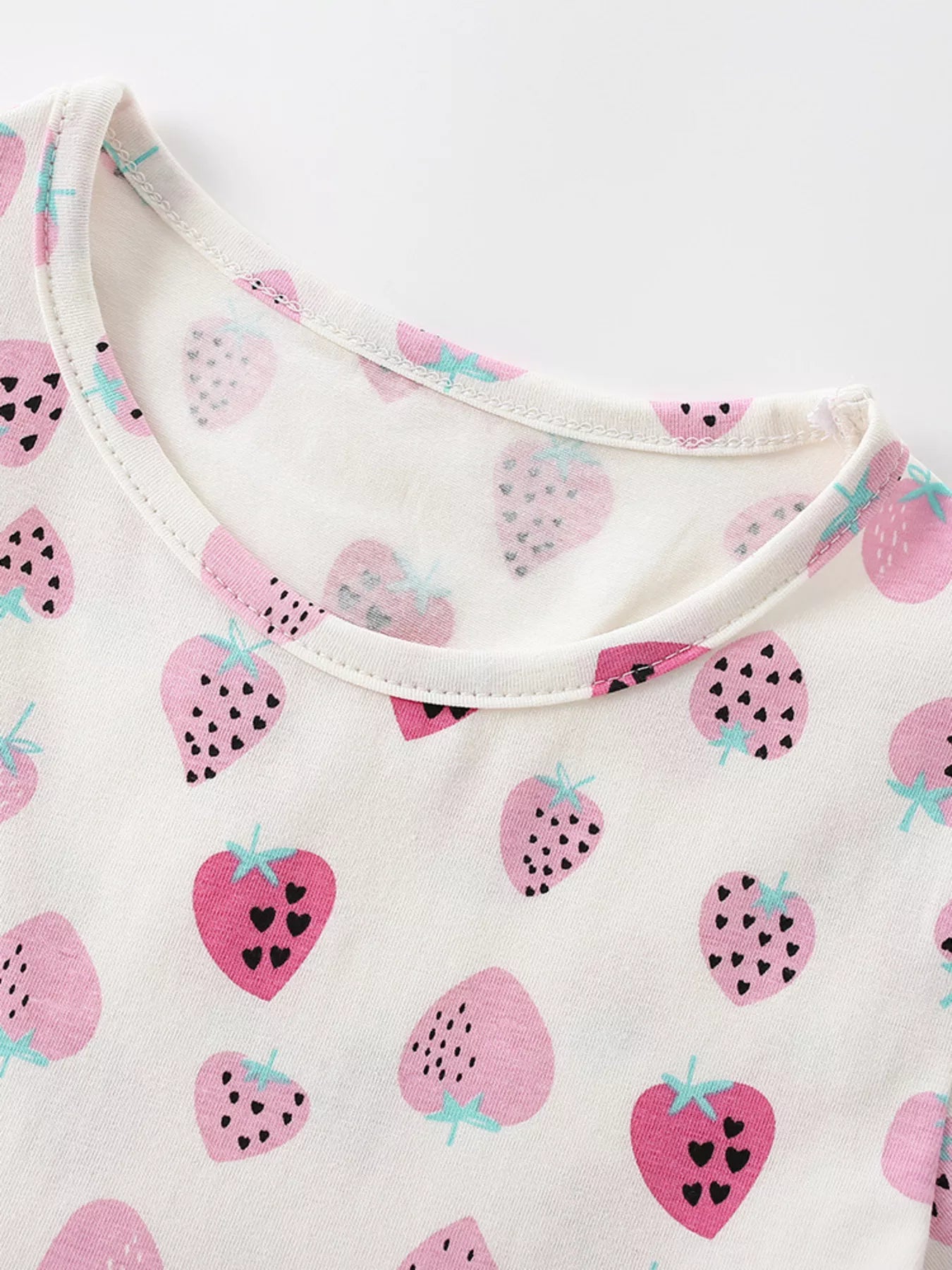 Children's Strawberry Print Ruffle Sleeve Casual Dress