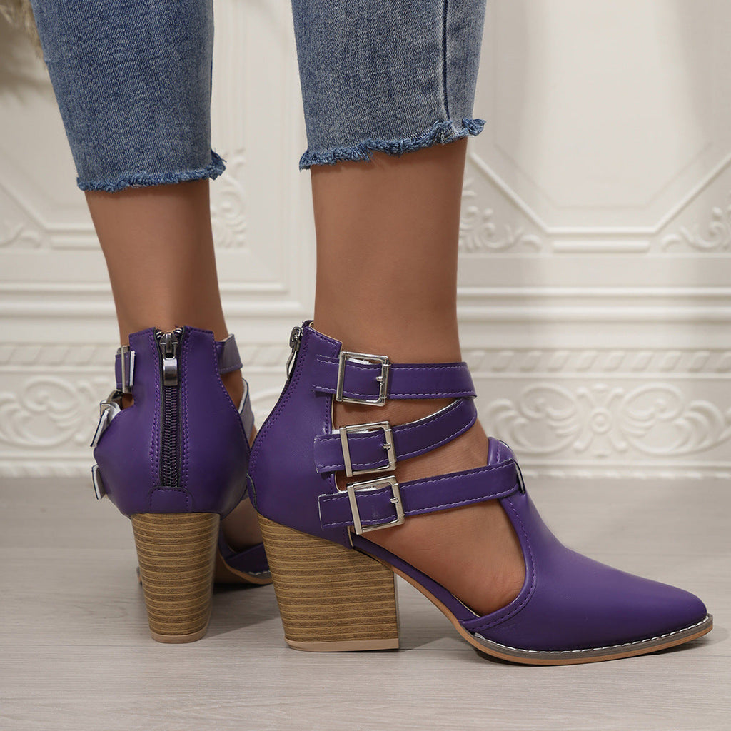 Point Toe Block Heels Pumps