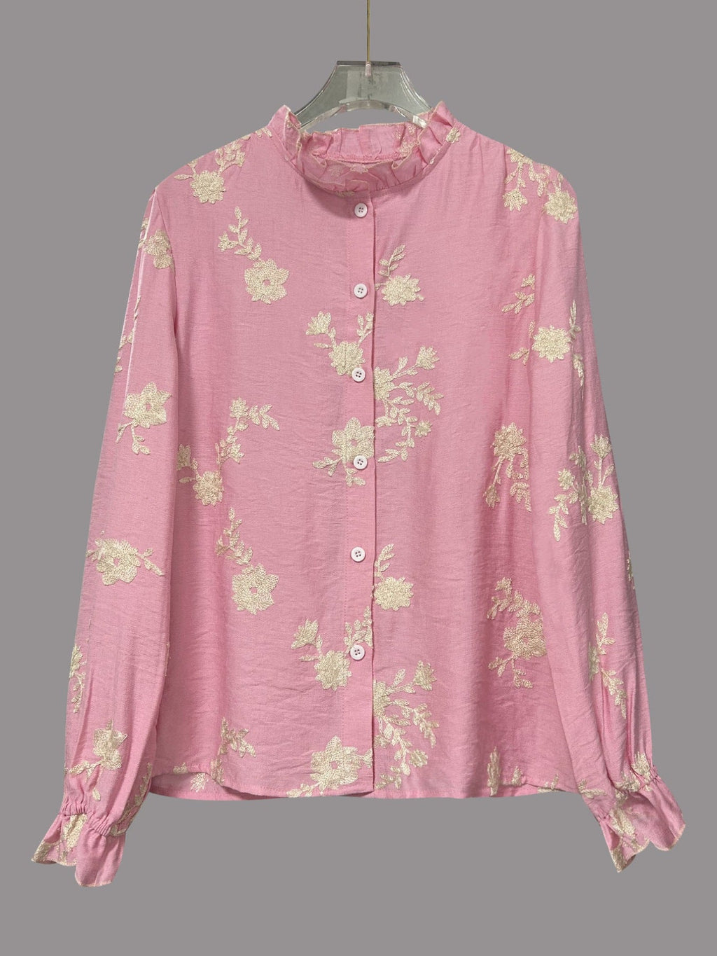Floral Embroidered Button Down Shirt
