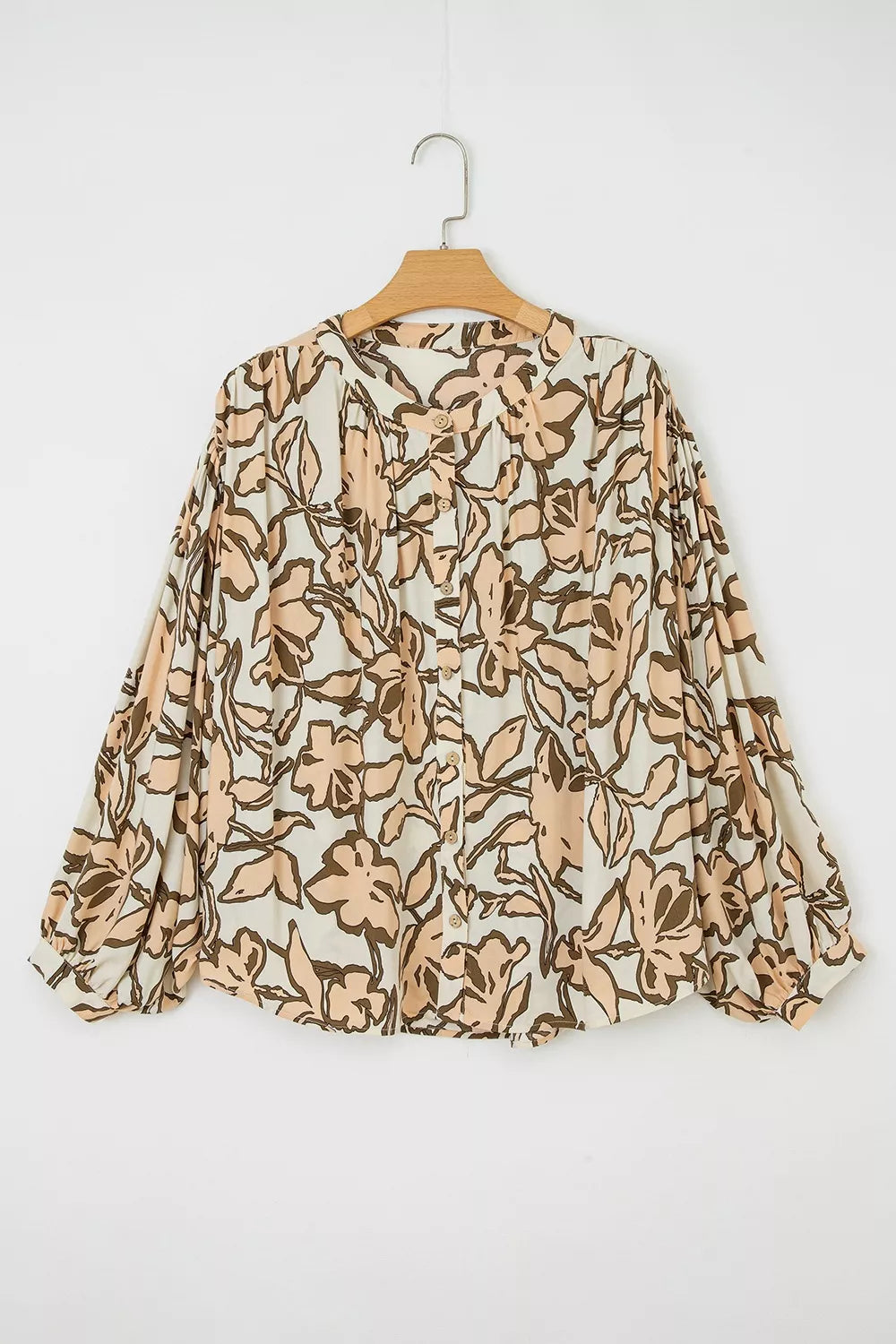 Floral Print Button-Down Long Sleeve Shirt