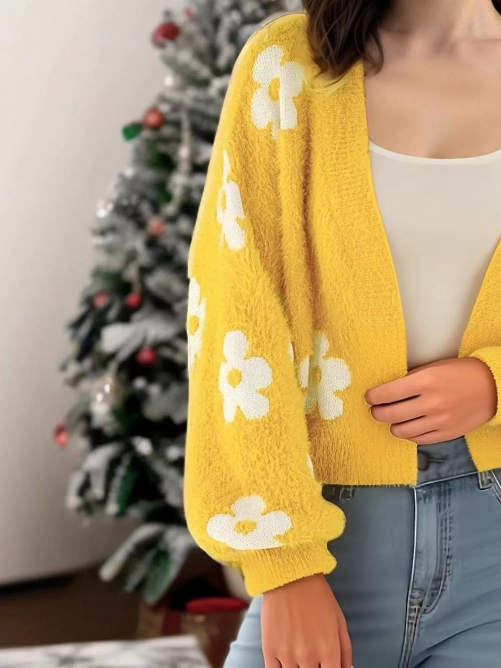 Floral Open Front Cardigan