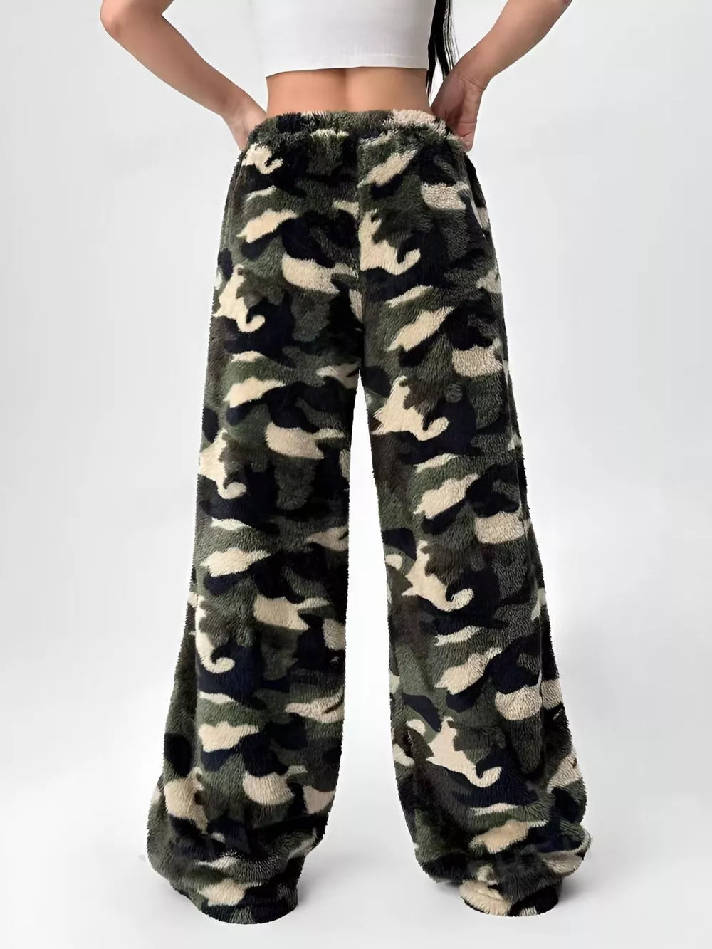 Leopard Wide Leg Plush Pants