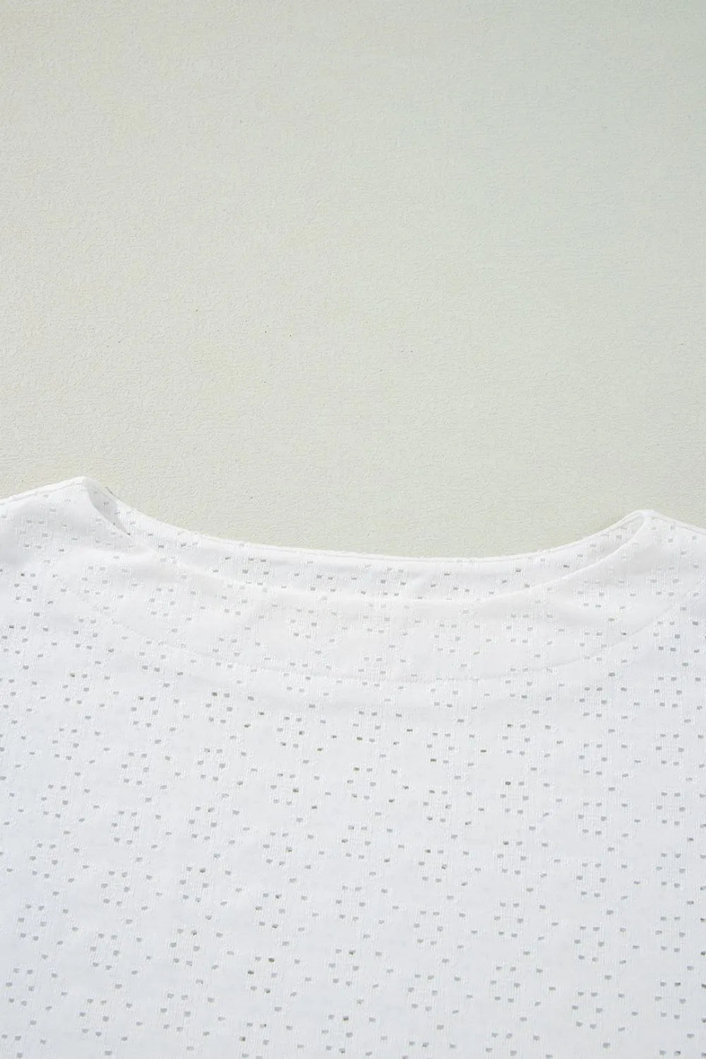 Eyelet Pattern Boat Neck Casual Tee