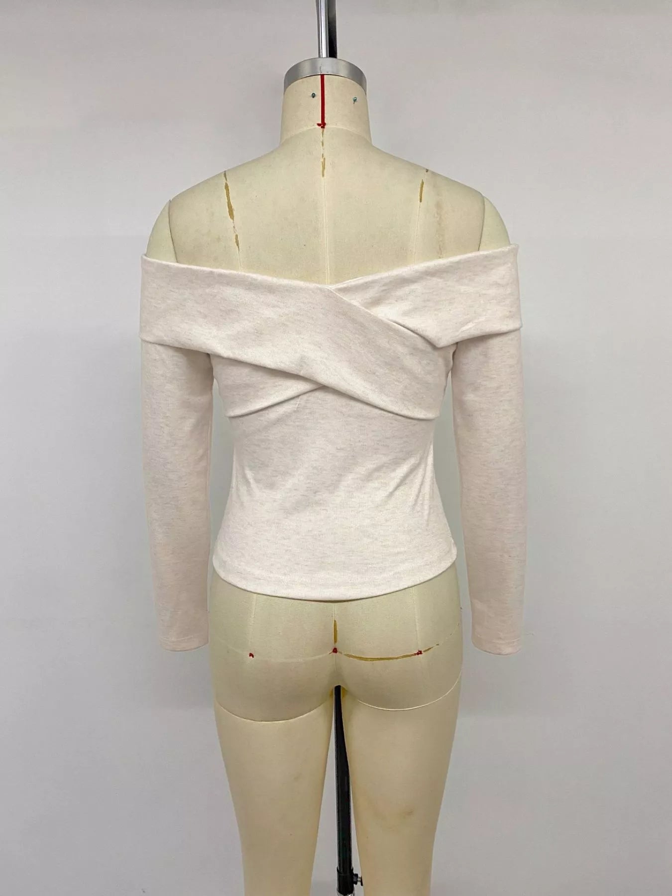 Crisscross Off-Shoulder Long Sleeve Top