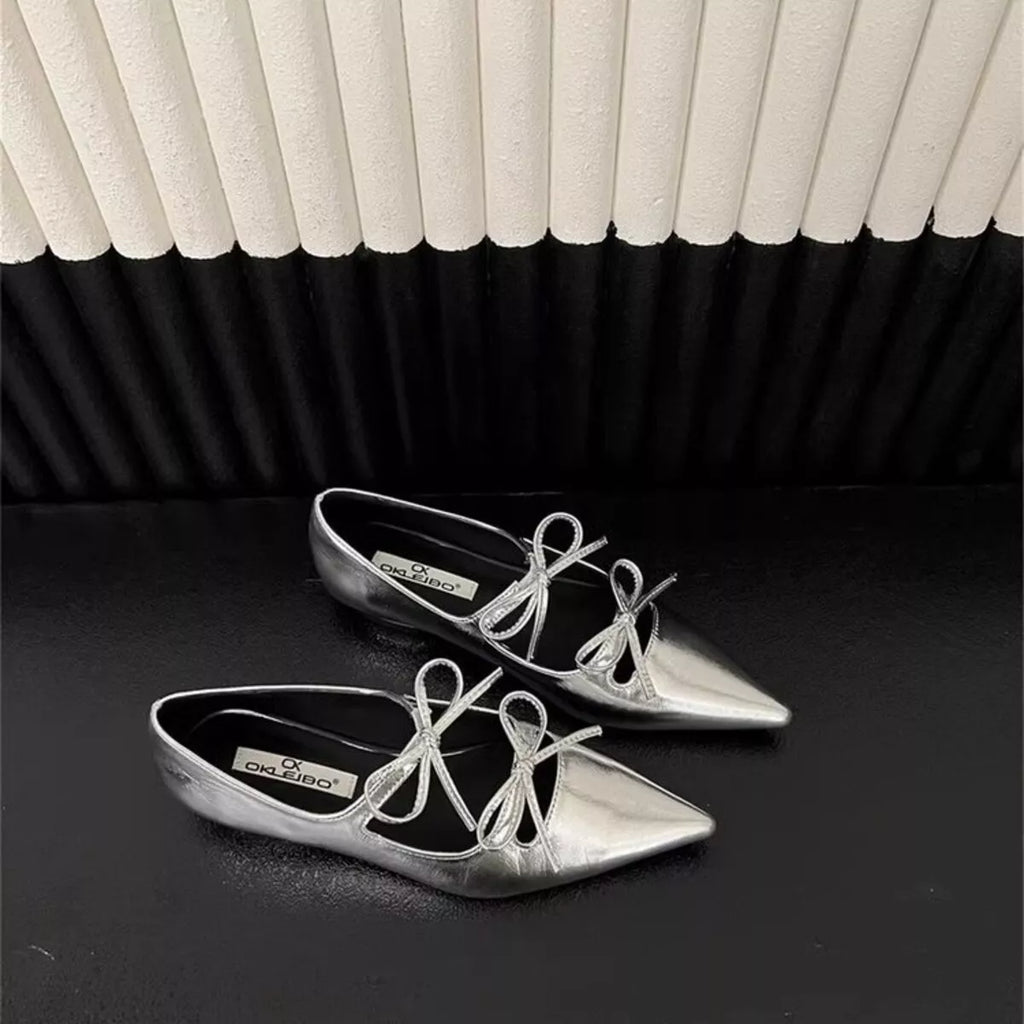 Bow Point Toe Block Heels Pumps