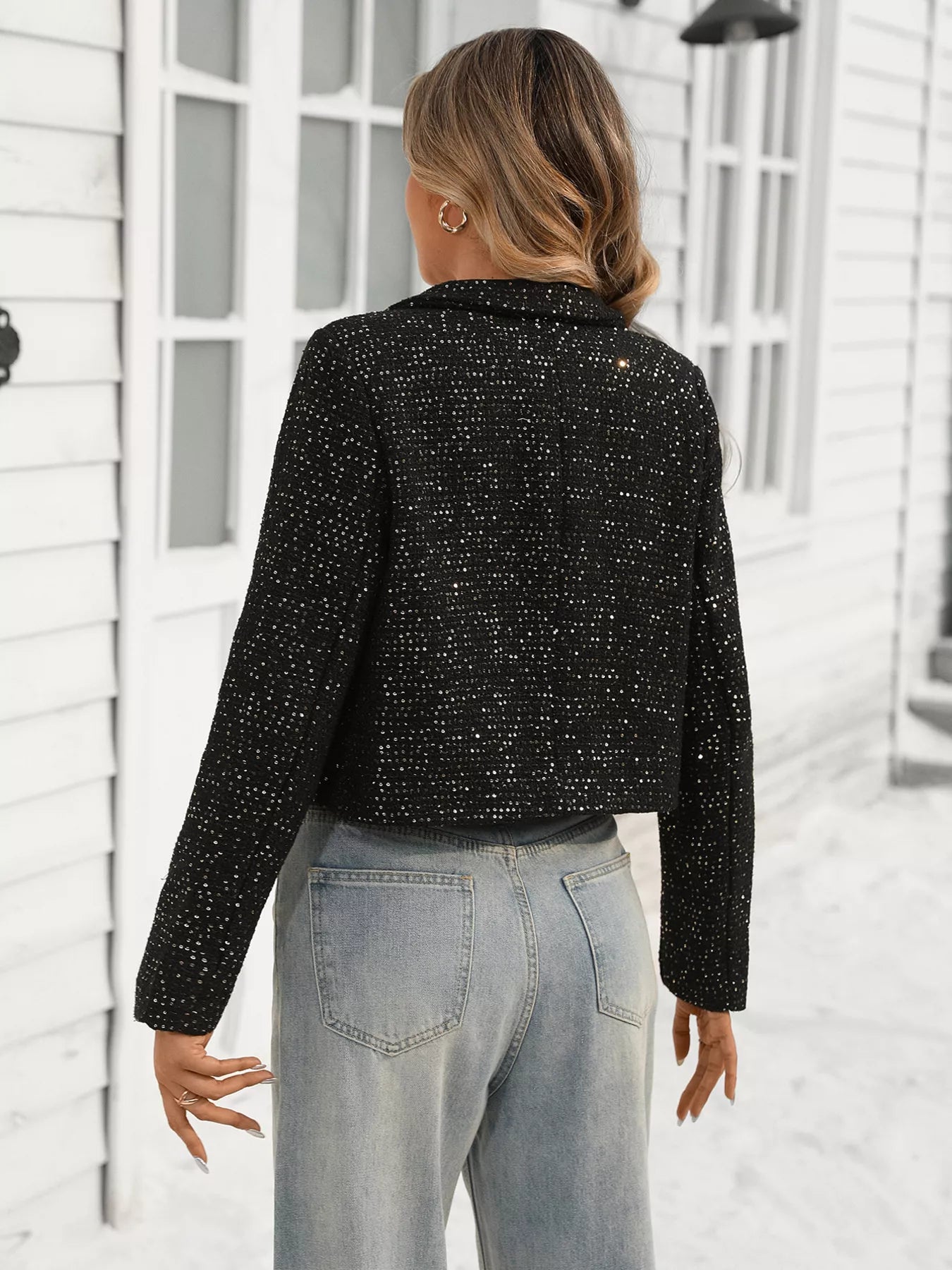 Tweed Button Up Cropped Jacket