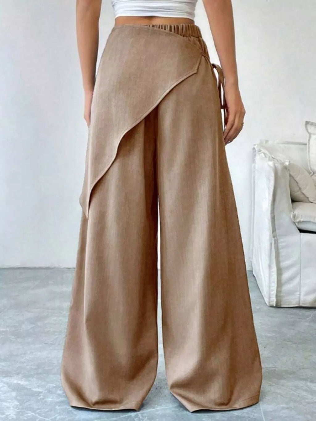 Wrap-Front Wide-Leg Pants