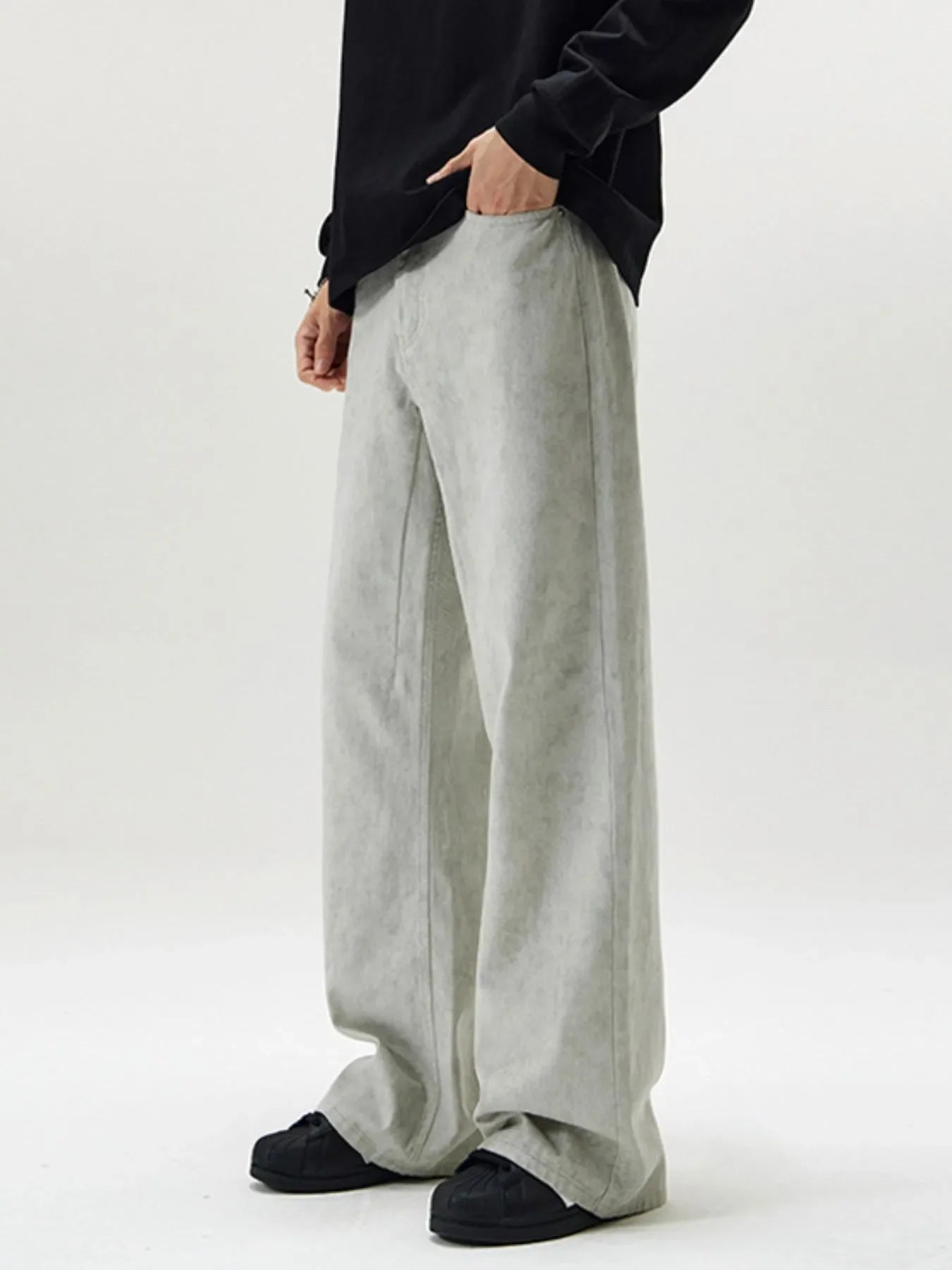Men's Full Size Washed Wide Leg Pants Plus Size