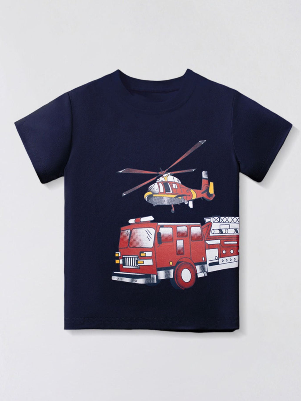 Children's Truck & Helicopter Graphic Casual T-Shirt