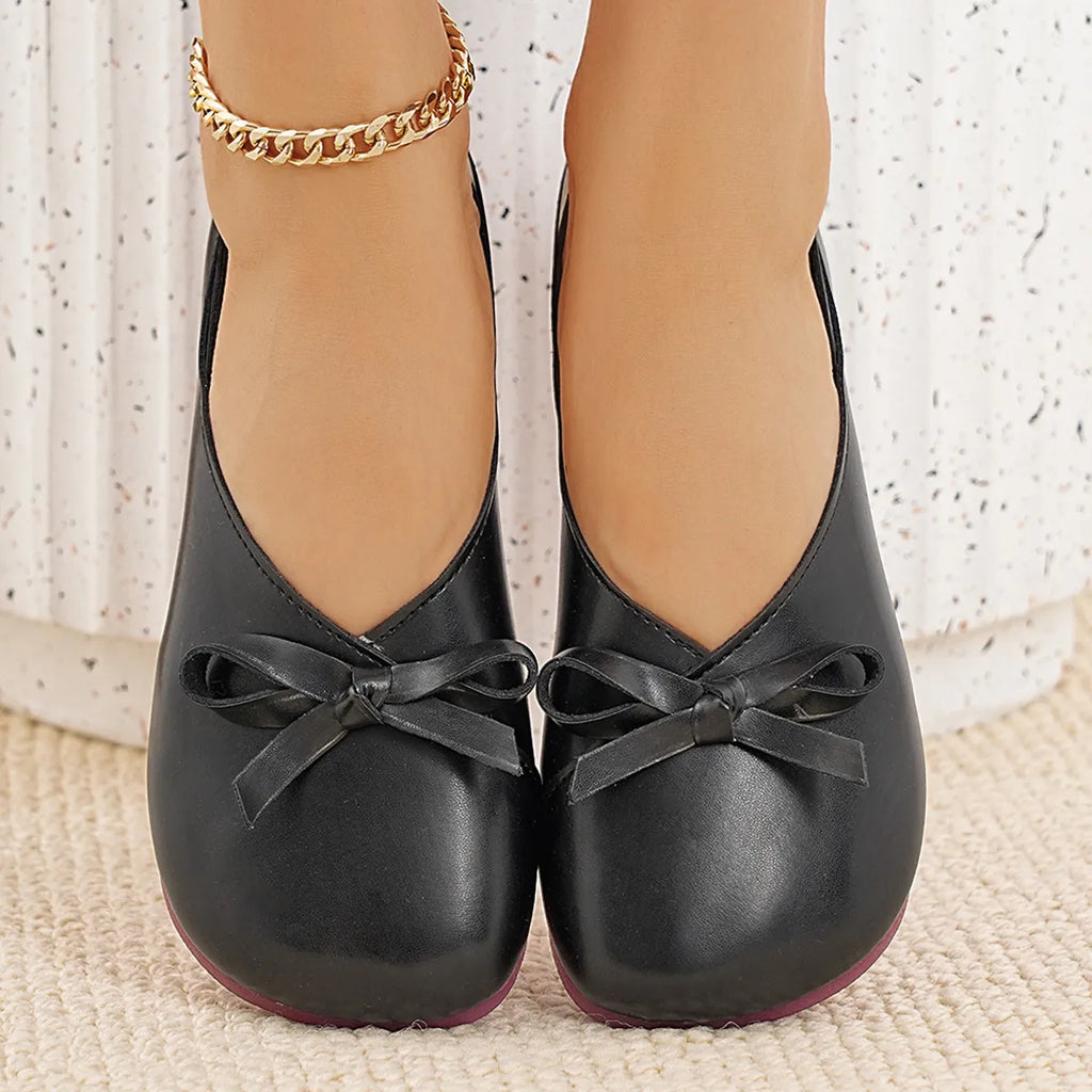 Bow Round Toe Flats Slip-Ons