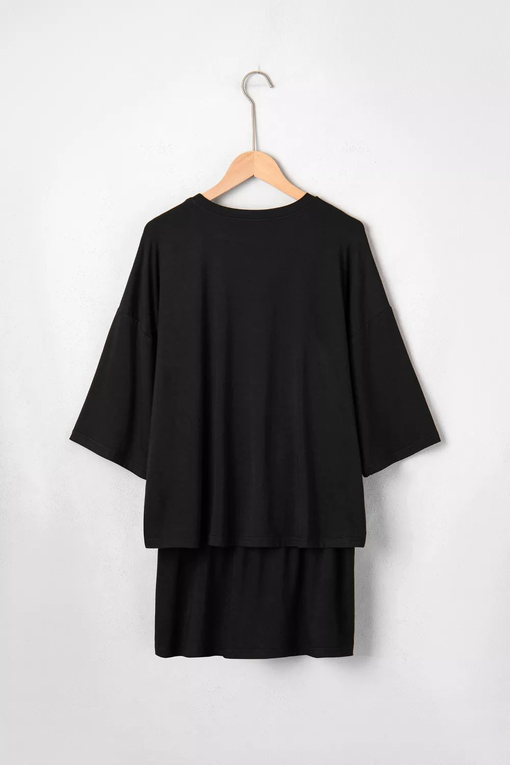Solid Color Oversize Tee Tie Wrap Mini Skort 2pcs Set