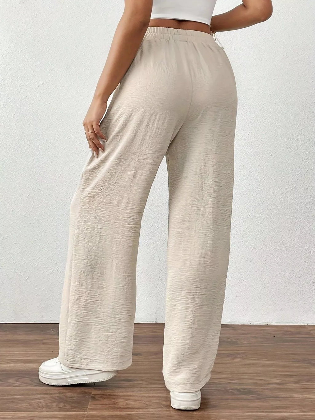 Casual Drawstring Wide Leg Pants