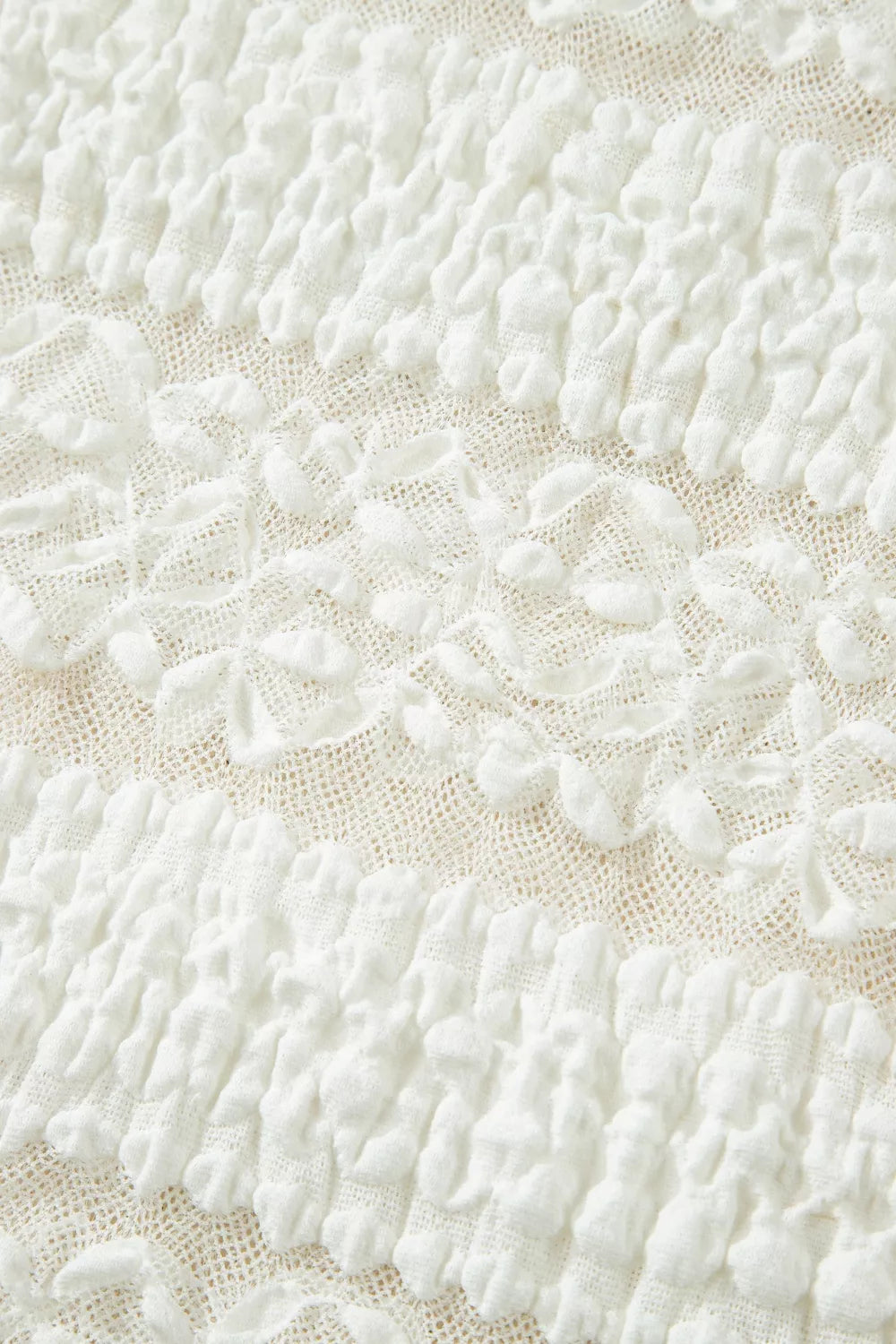 Sheer Lace Textured Patchwork Short Sleeve Top