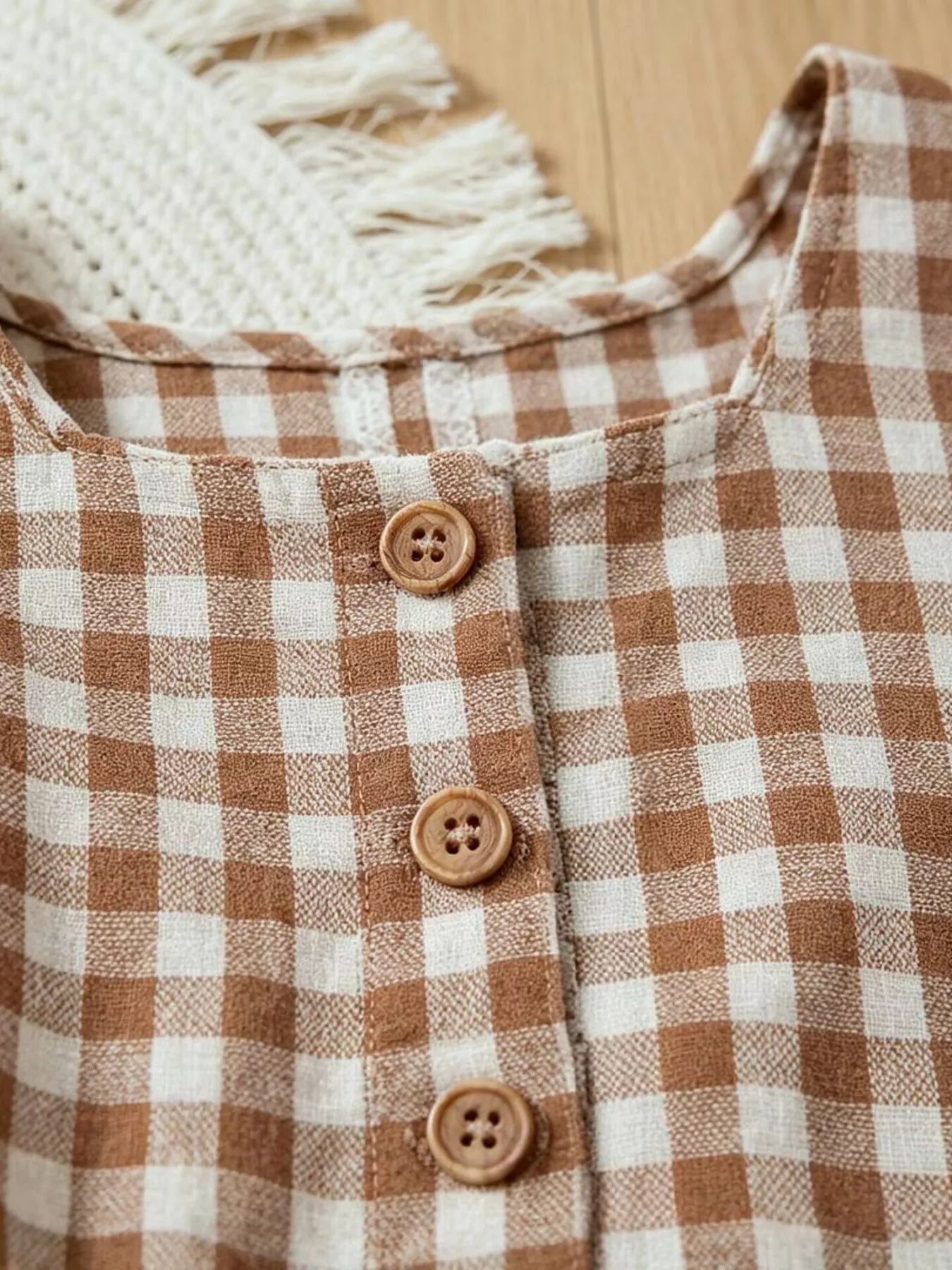 Children's Gingham Ruffle Trim Top and Shorts Set