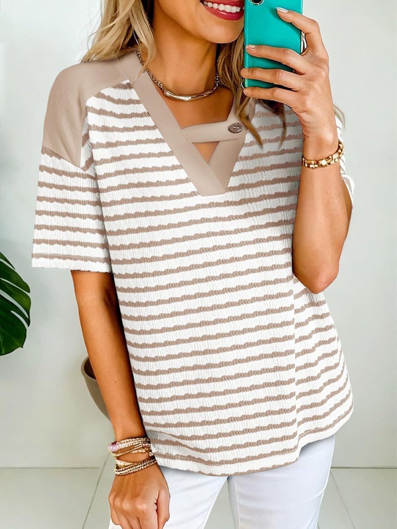 Striped Short Sleeve Casual T-Shirt