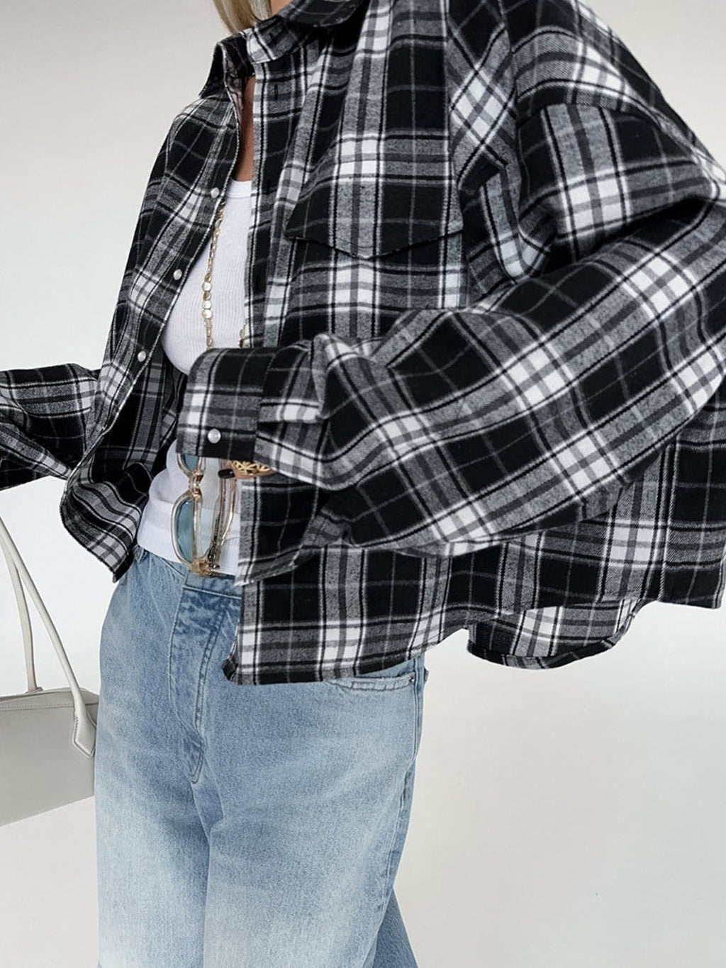 Oversized Plaid Button Up Shirt