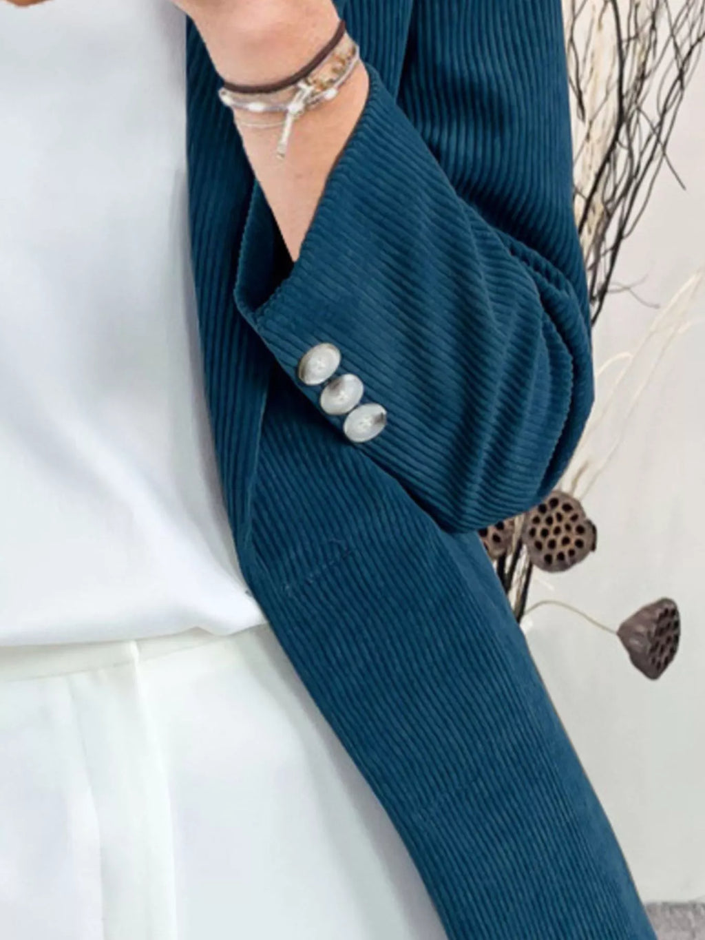 Corduroy Lapel Collar Casual Blazer