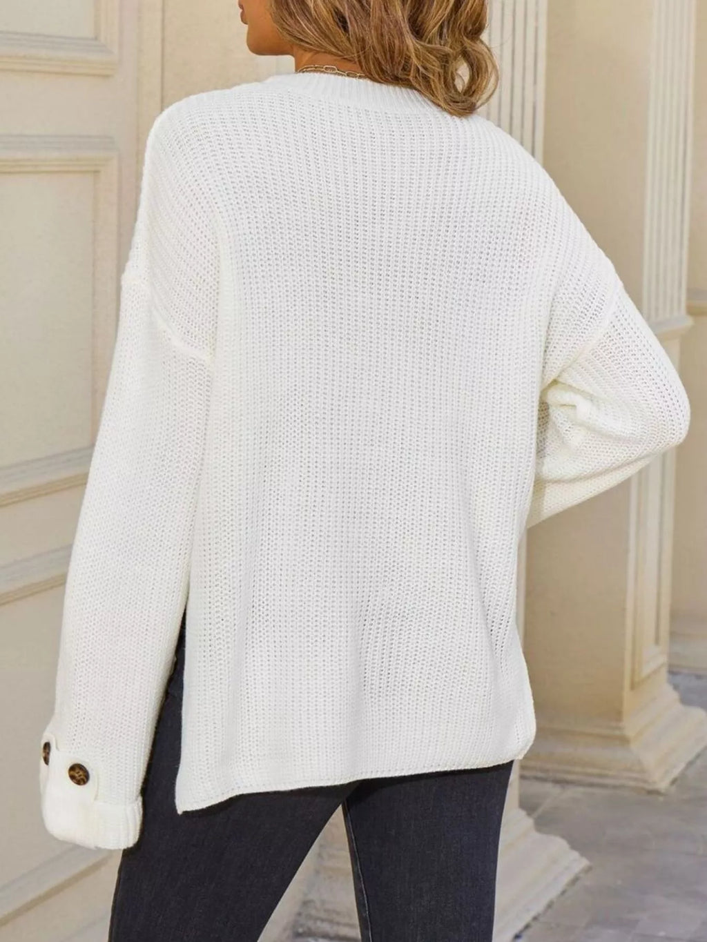 Pocket Detail Round Neck Sweater