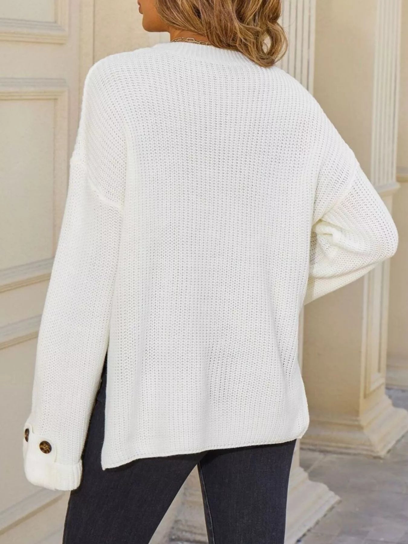 Pocket Detail Round Neck Sweater
