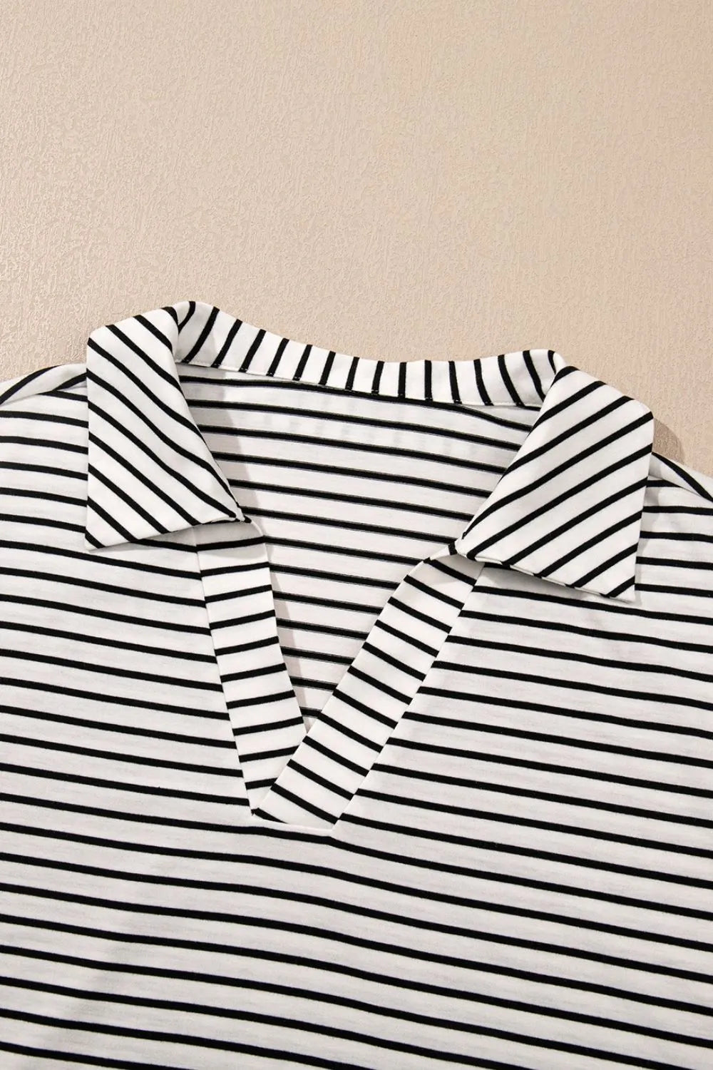 Stripe V Neck Tee and Casual Shorts Set