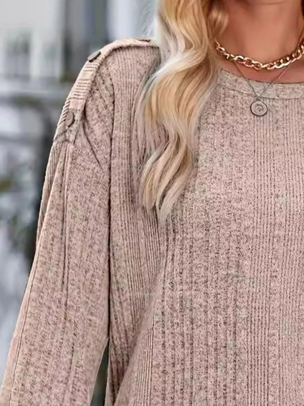 Boat Neck Ribbed Knit T-Shirt