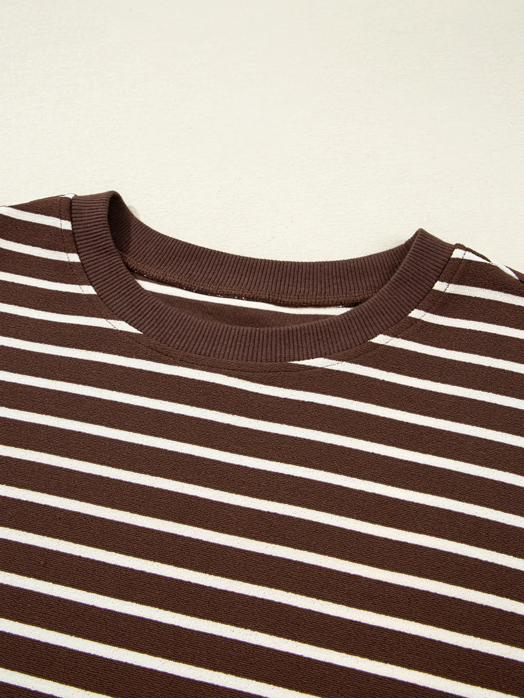 Stripe Cropped Crew Neck Long Sleeve T Shirt