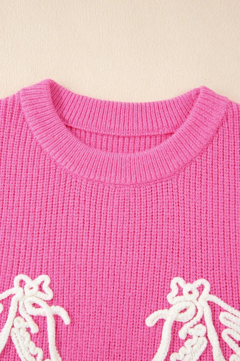 Western Horse Embroidered Round Neck Sweater