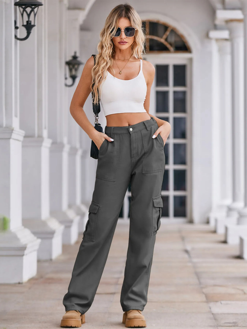 High-Waisted Cargo Jeans