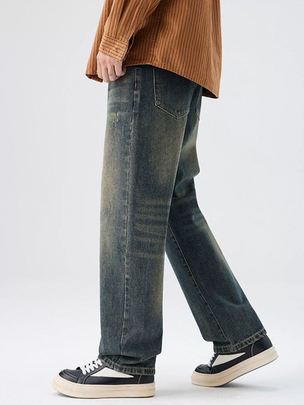 Men's Washed Wide Leg Jeans